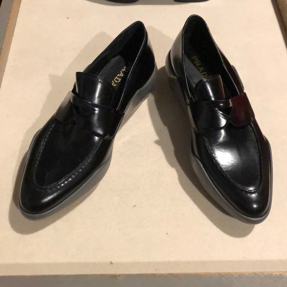Prada black patent leather shoes